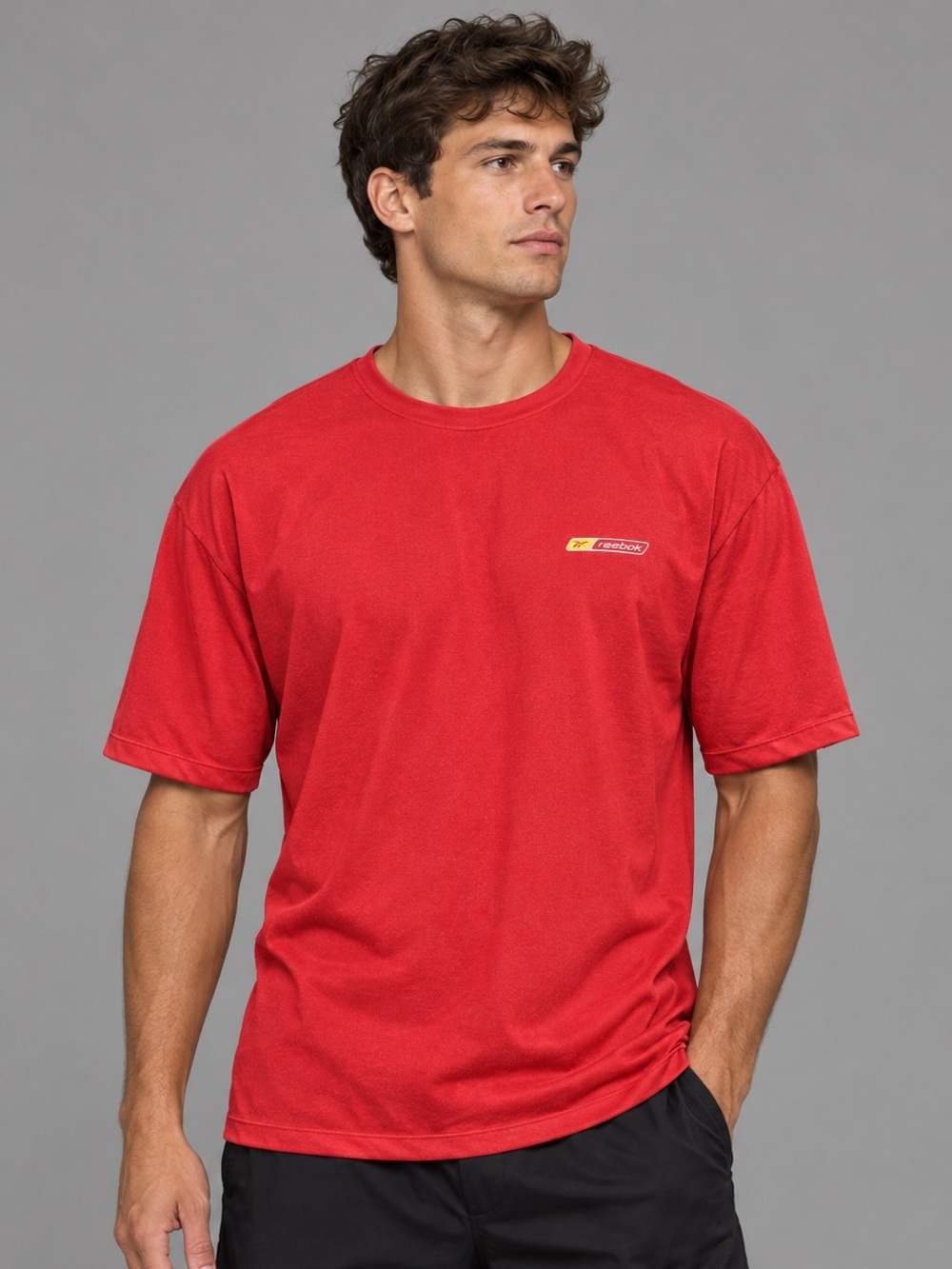Reebok Red Short-Sleeve Crewneck Tee with Small Chest Logo